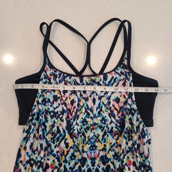 Athleta Sunflare Blousy Tankini Top Confetti Print Layered Bra Small - Picture 8 of 11